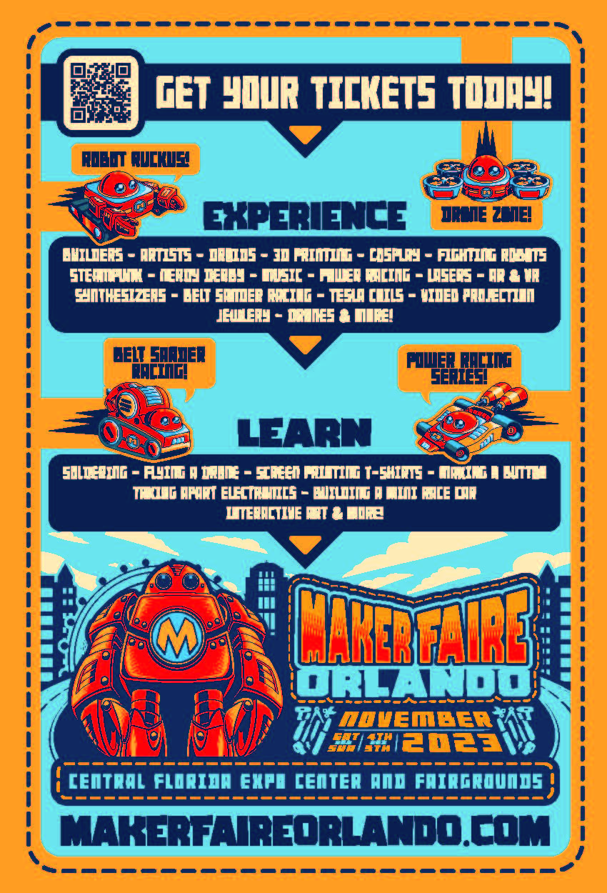 Maker Faire Orlando postcard - back