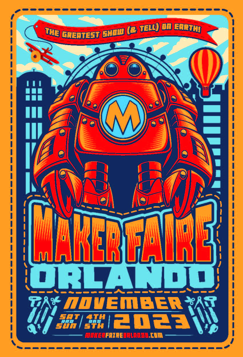 Maker Faire Orlando postcard  - front