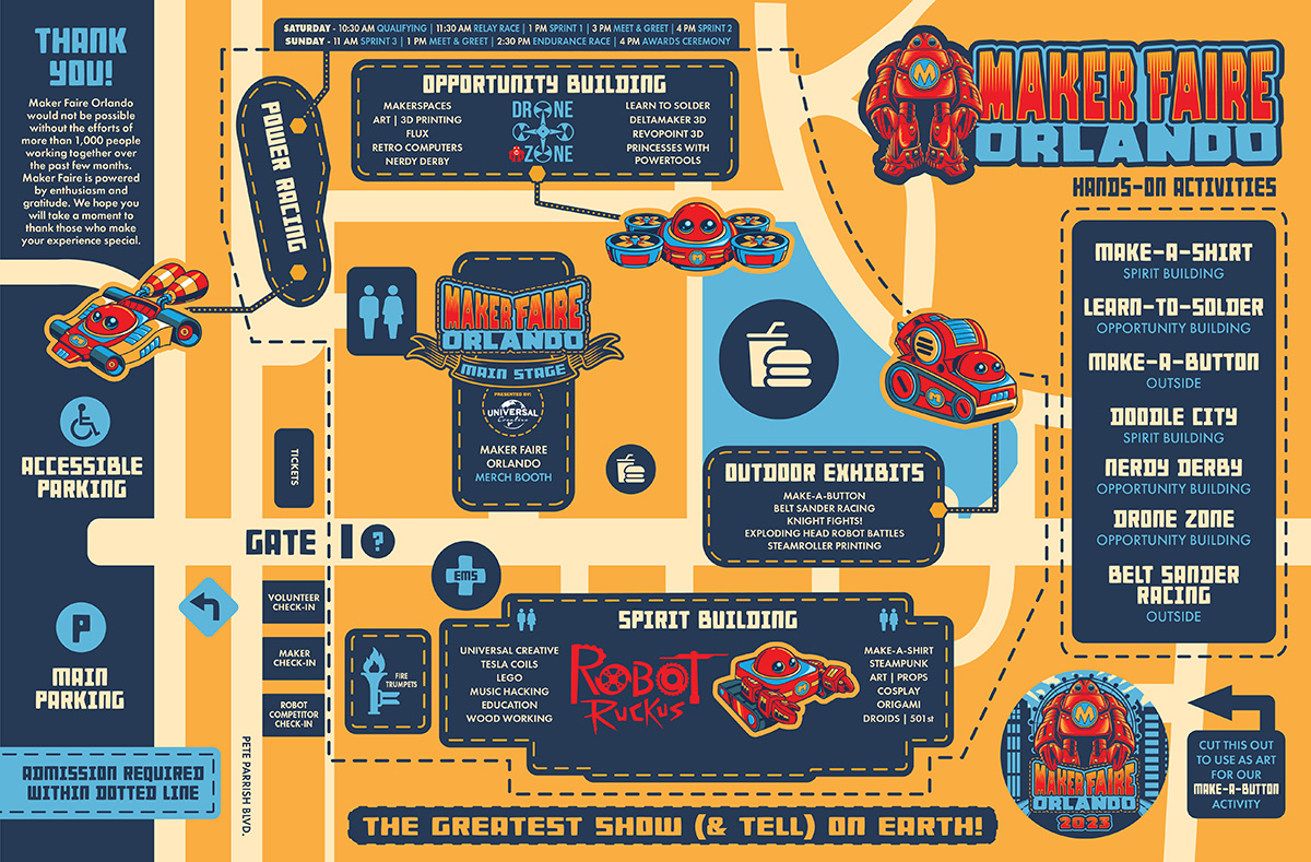 Maker Faire Orlando 2023 event program page 1