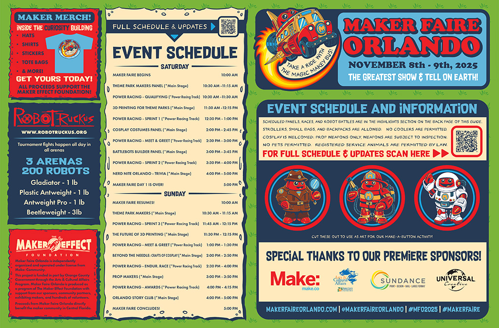 Maker Faire Orlando 2025 event program page 1