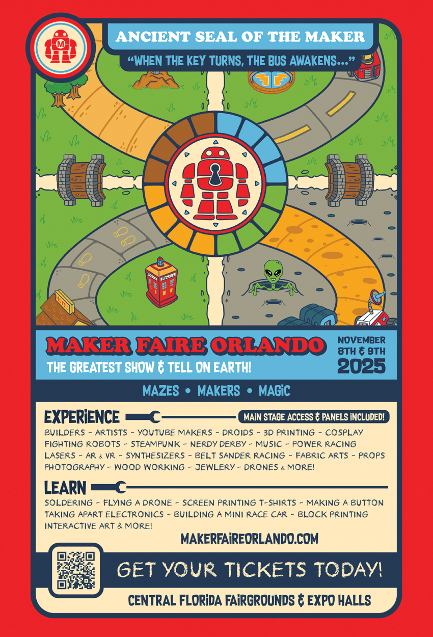 Maker Faire Orlando postcard  - back