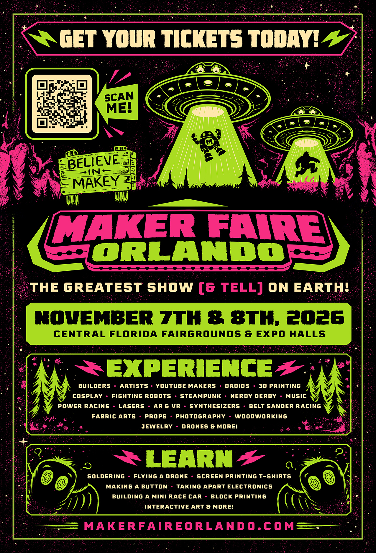 Maker Faire Orlando postcard - back